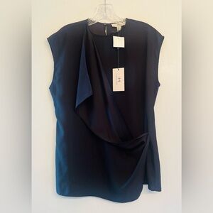 Halston Elegant draped Black Sleeveless Top size M